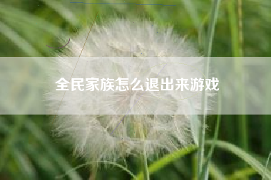 全民家族怎么退出来游戏