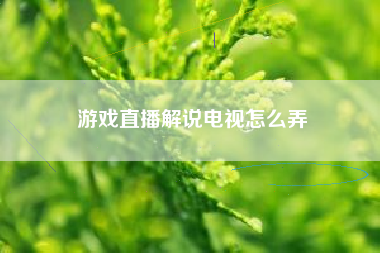 游戏直播解说电视怎么弄