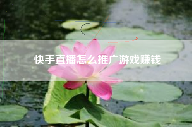 快手直播怎么推广游戏赚钱
