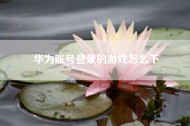 华为账号登录的游戏怎么下