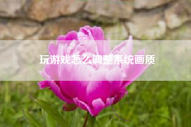 玩游戏怎么调整系统画质