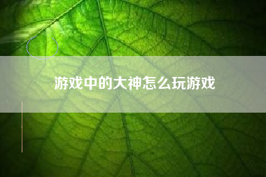 游戏中的大神怎么玩游戏
