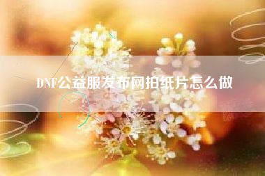DNF公益服发布网拍纸片怎么做