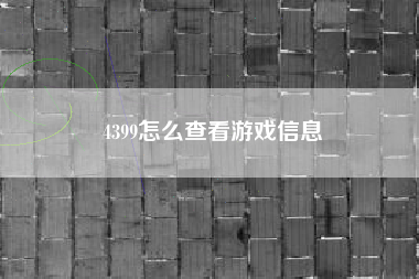 4399怎么查看游戏信息