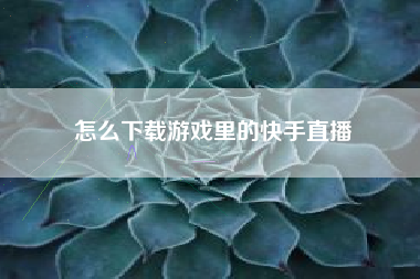 怎么下载游戏里的快手直播