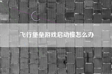 飞行堡垒游戏启动慢怎么办