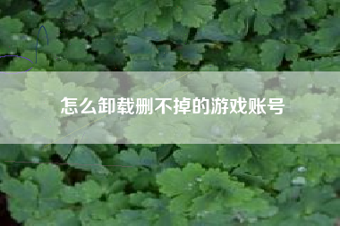 怎么卸载删不掉的游戏账号