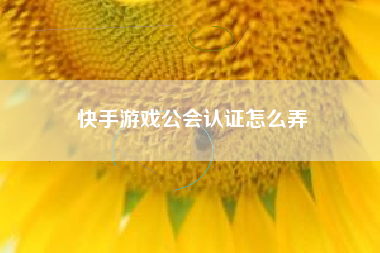 快手游戏公会认证怎么弄