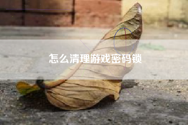 怎么清理游戏密码锁