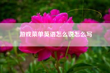 游戏菜单英语怎么说怎么写