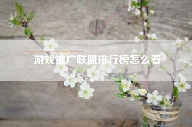 游戏推广联盟排行榜怎么看