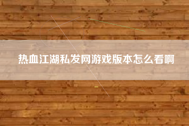 热血江湖私发网游戏版本怎么看啊