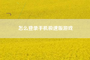怎么登录手机极速版游戏