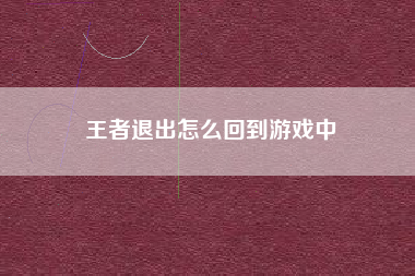 王者退出怎么回到游戏中