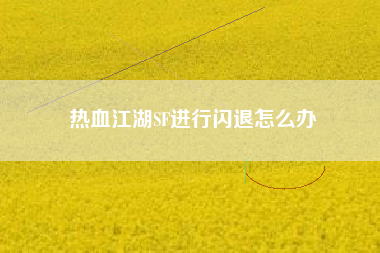 热血江湖SF进行闪退怎么办