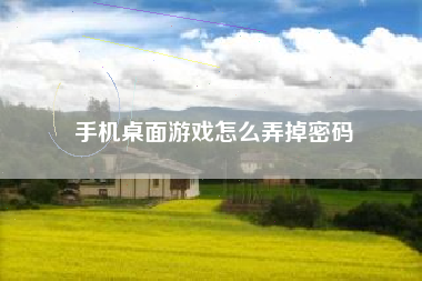 手机桌面游戏怎么弄掉密码