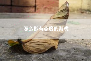 怎么做有态度的游戏