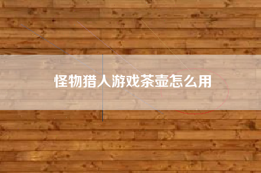 怪物猎人游戏茶壶怎么用 怪物猎人游戏茶壶怎么用