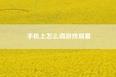 手机上怎么调游戏屏幕