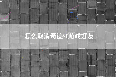 怎么取消奇迹SF游戏好友