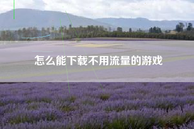 怎么能下载不用流量的游戏