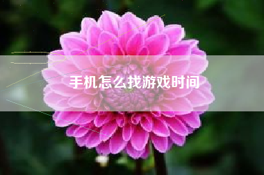 手机怎么找游戏时间