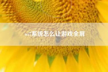 wi7系统怎么让游戏全屏