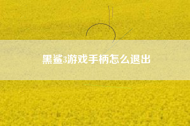 黑鲨3游戏手柄怎么退出