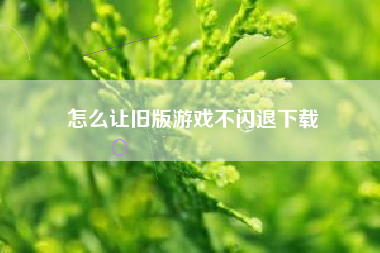 怎么让旧版游戏不闪退下载