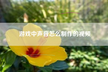游戏中声音怎么制作的视频